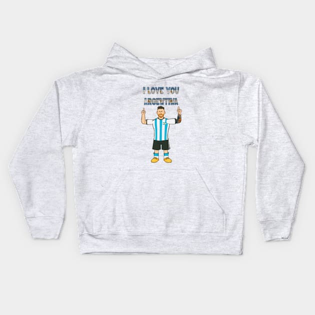 i love argentina : football star Kids Hoodie by valentinewords